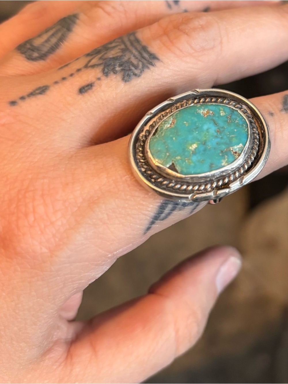 Final Price-Turquoise Sterling Silver Oval Ring